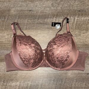 Torrid XO Plunge Push-Up Floral Lace Bra in Rose Taupe